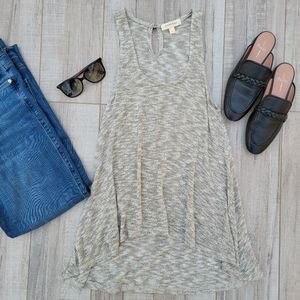 Nordstrom Knit Grey Gold Heathered High Low Long Tank Medium Flowy